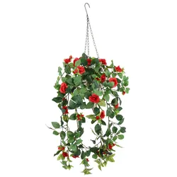 Kunstpflanze I.GE.A. "Künstlicher Rosenbusch im Korb", rot, B:30cm H:80cm L:26cm, Polyester, Kunstpflanzen, Rosen Deko Kunstblumen Seidenblumen Blumen Blumengirlande Rosenranke