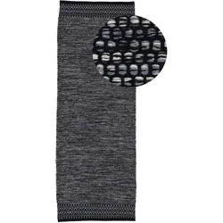 Läufer CARPETFINE "Kelim Mia", schwarz, B:80cm H:6mm L:350cm, Baumwolle, Teppiche, Baumwolle Wendeteppich