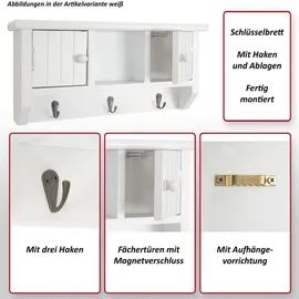 MCW Schlüsselbrett MCW-A48, Schlüsselkasten Schlüsselboard mit Türen, Massiv-Holz MVG-zertifiziert ~ grau