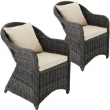 Tectake tectake® 2er Set Aluminium Rattansessel, wetterfest und UV-beständig, pflegeleicht, kein Aufbau
