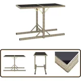 Gartentisch Beige 110×53×72 cm Glas und Poly Rattan - Gartentisch - Esstisch - Terrassenmöbel - Outdoor Möbel - Polyrattan Tisch