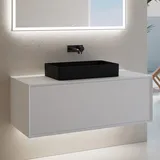 neoro n60 Unterschrank B: 120 cm mit 1 Auszug, Waschtisch schwarz matt, B: 120 BN0938BM+BN0757WM