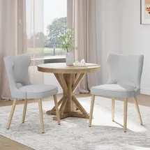 colamy Esszimmerstuhl Stoff Hellgrau 2er Set