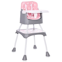 Lorelli Kinderhochstuhl Trick 3 in 1 Kinderstuhl, Tisch, umbaubar, klappbar Gurt rosa