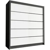 silape Sofnet Schwebetürenschrank, Schwarz, Weiß, Holzwerkstoff, Rechteckig, 180x215x58 cm Schlafzimmer, Kleiderschränke, Schwebetürenschränke