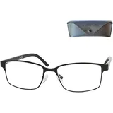 Mini Brille Dünne Lesebrille Schwarz Unisex +1.0 Metallrahmen mit Etui - 1.0