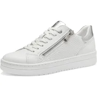 Marco Tozzi Damen Sneaker flach mit Reißverschluss Vegan, Weiß (White comb), 39