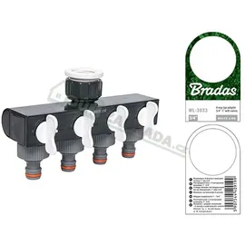 Bradas 4 Wege-Verteiler Wasserverteiler gelb