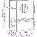 vidaXL Katzenhaus Wachsbraun 43x43x60 cm Massivholz Kiefer