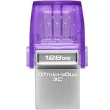 Kingston DataTraveler microDuo 3C 128 GB, USB-Stick - violett/transparent, USB-A 3.2 Gen 1, USB-C 3.2 Gen 1
