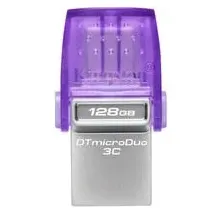 Kingston DataTraveler microDuo 3C 128 GB, USB-Stick - violett/transparent, USB-A 3.2 Gen 1, USB-C 3.2 Gen 1