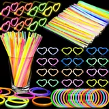 Kinmsito Knicklichter Party Set,100 Leuchtstäbe mit 100 Anschlüssen und 20 Brillen, Neon Party Leuchtarmbänder,Glow Sticks Leuchtstäbe Knicklichter,Leuchtspielzeug für Kinder Party Deko,Hochzeit