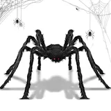 LIVESTN Halloween deko spinne große Spinne, 75cm Außendekoration Riesenspinne, Realistische haarige Spinne mit gruseligen roten Augen, Gruselige Riesenspinne für Halloween Deko Garten