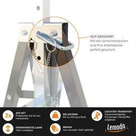 Lemodo Arbeitsbock 2er Set, höhenverstellbar, Klappbock mit 200 kg Tragkraft