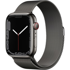 Apple Watch Series 7 GPS + Cellular 45 mm Edelstahlgehäuse graphit, Milanaise Armband graphit