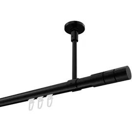 Interdeco GARDINENSTANGE INNENLAUF Sonette Elanto 240 cm (geteilt in 2 x 120 cm), 1-läufig, 20 mm Ø Schwarz