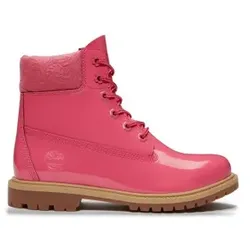 Timberland für Damen. TB0A43F8ETM1 Hochwertige wasserdichte Lederstiefel rosa (39 W), Wohnung, Schnürsenkel, Lässig