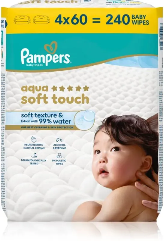 Pampers Aqua Soft Touch feuchte Feuchttücher für Kinder 4x60 St.