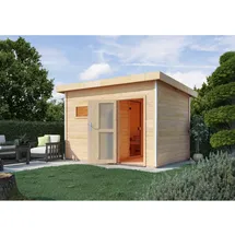 Karibu Skrollan 2 inkl. 9 kW Bio-Kombiofen + ext. Steuerung + Dachkranz