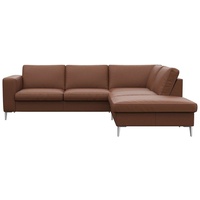 FLEXLUX Ecksofa »Fiore, L-Form«, breite Armlehnen, Füße alufarben, B/T 241/225 cm, Kaltschaum im Sitz braun