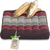livasia Sitzkissen klein - 35x35x6cm - Bodenkissen Indoor/Outdoor, Meditationskissen Yogakissen, Stuhlauflage Palettenmöbel, Steppkissen Auflage Stuhl Bank handgefertigt (Weinrot)