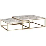 Wohnling Couchtisch Marmoroptik ca. 75x75x27 cm Gestell Gold