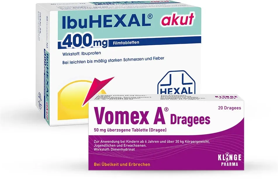 IbuHEXAL akut 400 + Vomex A Dragees 1 Set