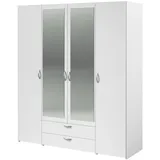 furn.design Kleiderschrank, Weiß, Holzwerkstoff, 5 Fächer, 2 Schubladen, Rechteckig, 160x185x185 cm, Schlafzimmer, Kleiderschränke, Drehtürenschränke