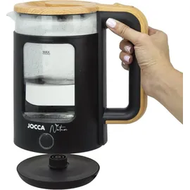 Jocca Wasserkocher 1,8L, Nature-Line Schwarz, 360° Basis, Borosilikatglas,