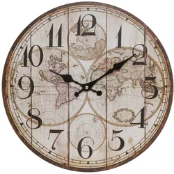 Wanduhr ""Welf"", braun (hellbraun), T:4,5cm, MYFLAIR MÖBEL & ACCESSOIRES, Wanduhren, weiß, rund, dekorativ in Küche & Wohnzimmer