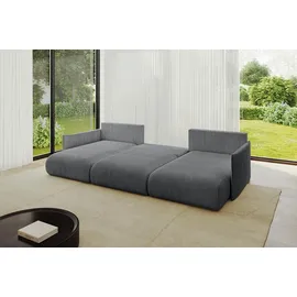 altdecor Ecksofa Cord 6-Sitzer Dunkelgrau