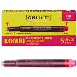 ONLINE® 17175/12 Tintenpatronen für Füller pink 5 St.