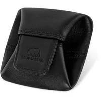 BROWN BEAR Münzbörse klein | Leder Schwarz | Echtleder Münzbeutel mit Druckknopf | Mini Kleingeldbörse Wiener Schachtel | Minibörse für Herren & Damen | BB 9095 BK