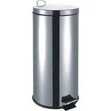 Testrut Treteimer 30 L, Edelstahl, Metallpedal - Silber