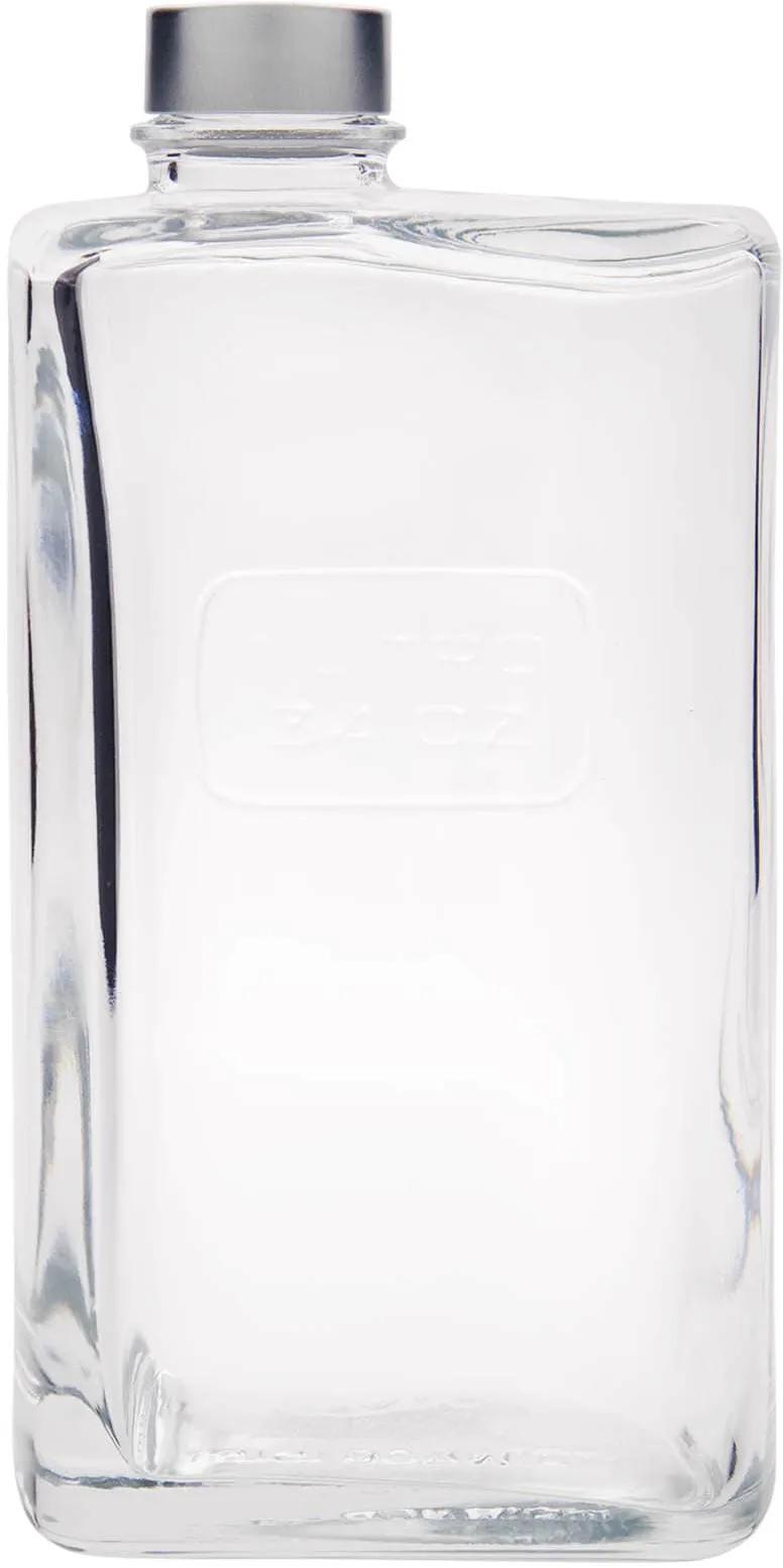 Glazen fles 'Optima Lattina', 1000 ml, rechthoekig, monding: schroefsluiting