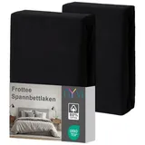nyvi Spannbettlaken Frottee 140 x 200 - 160 x 200 cm schwarz 2 St.