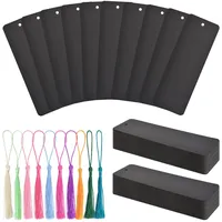 WANDIC Blanko-Lesezeichen-Set, 60 Stück Schwarze Lesezeichen und 60 Stück Bunte Quasten Papier Lesezeichen Set für DIY-Projekte, Geschenkbedarf