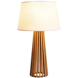 Slatted konische Tischleuchte aus Teak Holz