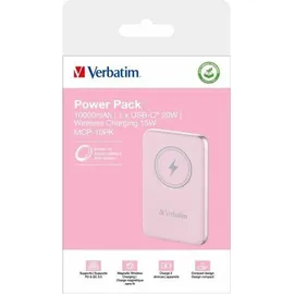 Verbatim Charge ́n ́Go Magnetic Power Bank 5000 mAh, Wireless Charger 15 W, 20 W PD per USB-C, Powerbank klein und magnetisch für iPhone 17/16/15/14/13 Pro, Samsung Galaxy S25 / S25 Plus, iPad, rosa
