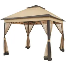 Yaheetech - Gartenlaube 3,3 x 3,3 m Pop Up Gartenpavillon Doppeldach Stabil Wasserdicht höhenverstellbar Pavillon mit 4 Netzwänden,