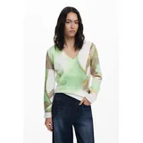 DESIGUAL Desigual, Weicher V-Ausschnitt Pullover, Damen, GrüN, L, GREEN, L