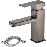 LAMON Spültischarmatur, Wasserfall-Waschtischarmatur, Einhebelarmatur, Badarmatur, Toilettenarmatur, Graue Armatur, Moderner eleganter Stil