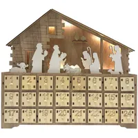 Mobili Rebecca Adventskalender, Mehrfarbig, Holz, 7x32x35 cm, Dekoration, Weihnachtsdekoration