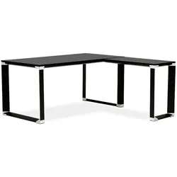 Kadima Design Eckschreibtisch 170x160cm | Winkeldesign modern minimalistisch robust | Holz-Metall | schwarzer Arbeitstisch