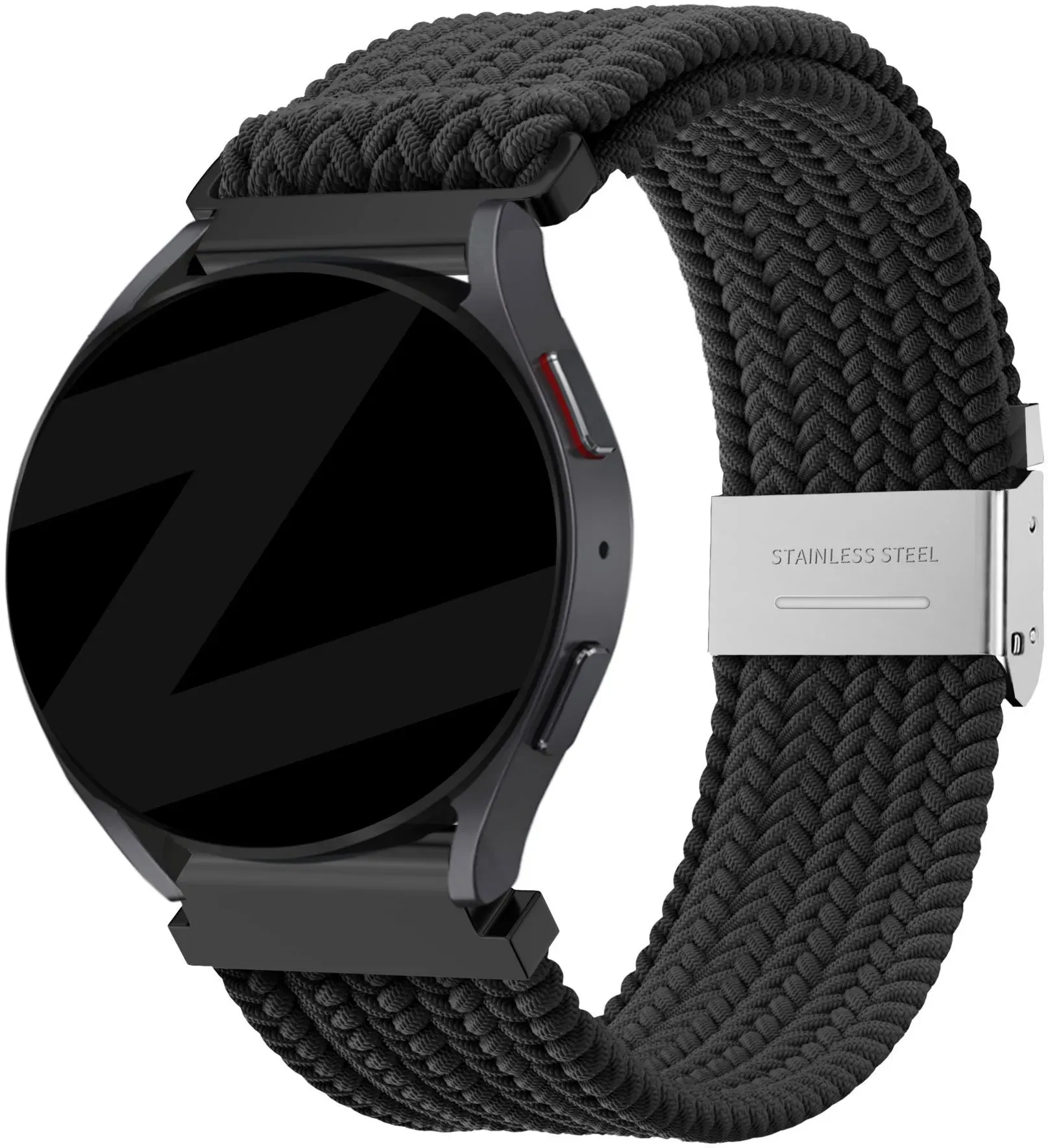 Bandz Actyve Smartwatch 20mm Armband Nylon für Actyve Smartwatch 20mm - Schwarz - Clip Verschluss