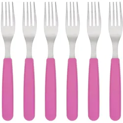 GRÄWE Tafelgabeln, 6 Stück, Edelstahl, bunte Griffe, pink