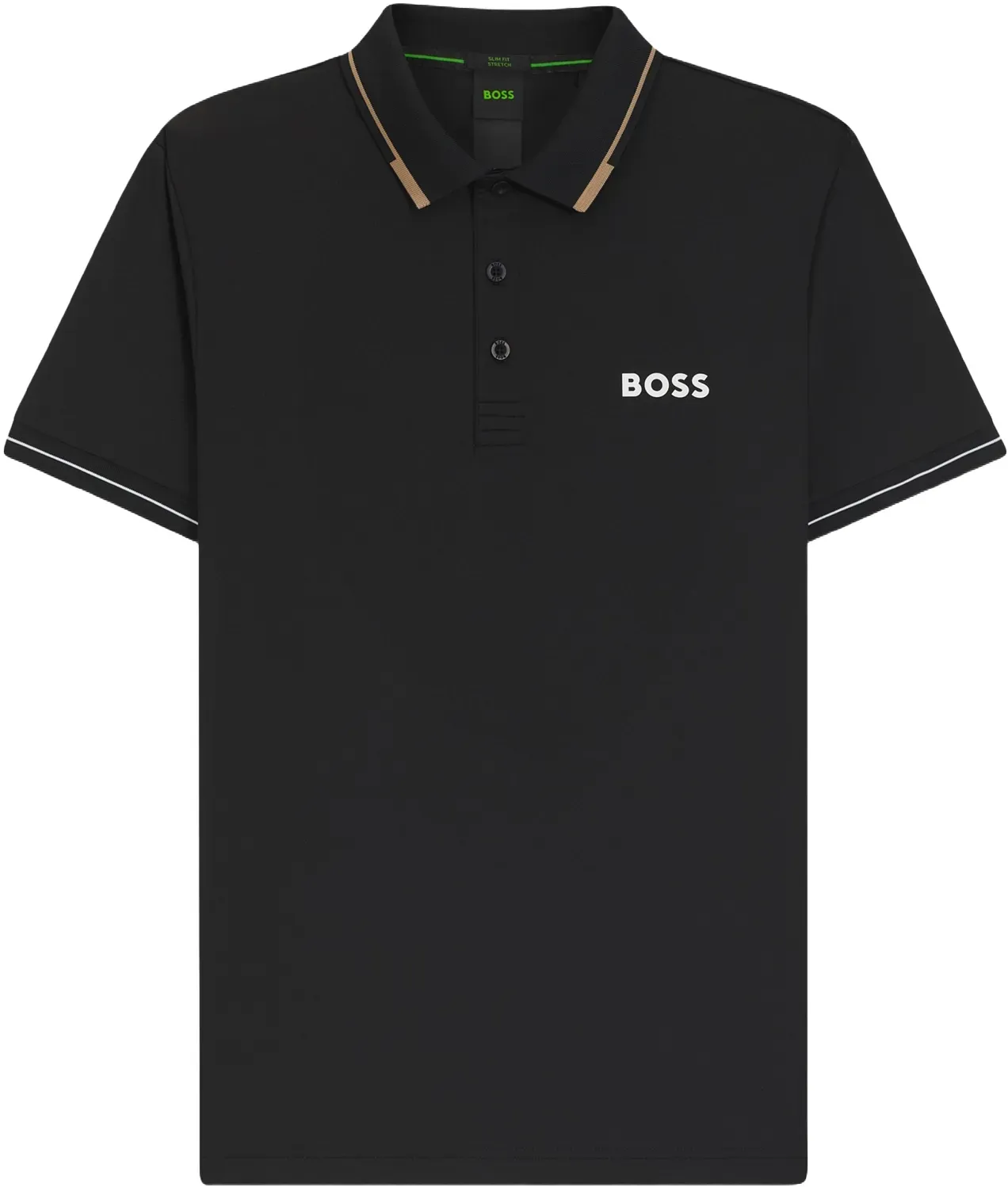 HUGO BOSS Polo Paul Pro, schwarz/weiß/beige