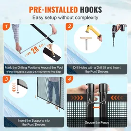 Vevor Poolzaun schwarz 1,21 x 29,26 m