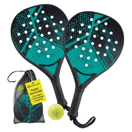 #DoYourFitness #DoYourSports Padel Schläger Starterset, | zwei Padelschläger Ball und Netz - Schwarz