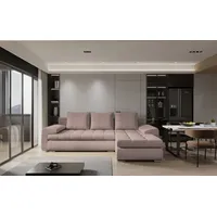 Ecksofa mit Schlaffunktion und Bettkasten TOMI – L-Form Sofa, Eckcouch, Schlafsofa für Wohnzimmer, Sofa Couch mit Schlaffunktion Rosa Ottomane R... - Rosa